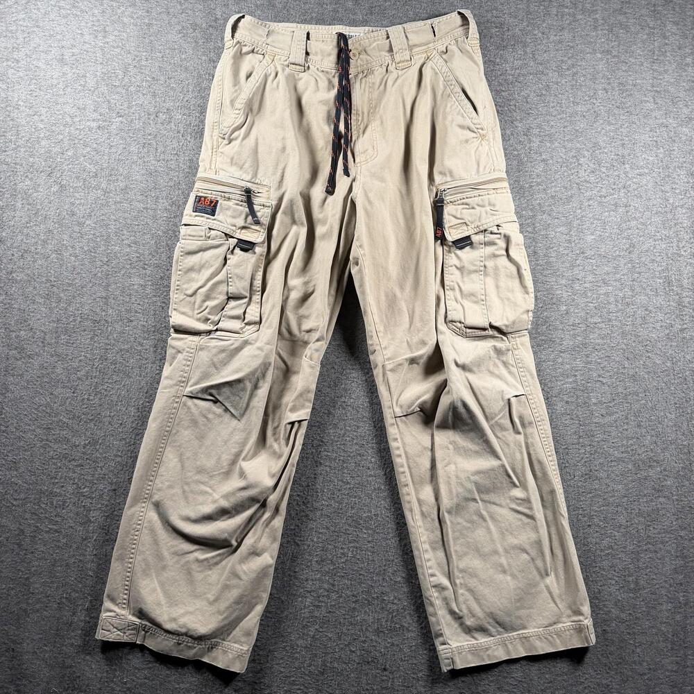 Y2K Aeropostale Cargo Pants Mens 34 Long Beige Utility A87 Workwear Pockets